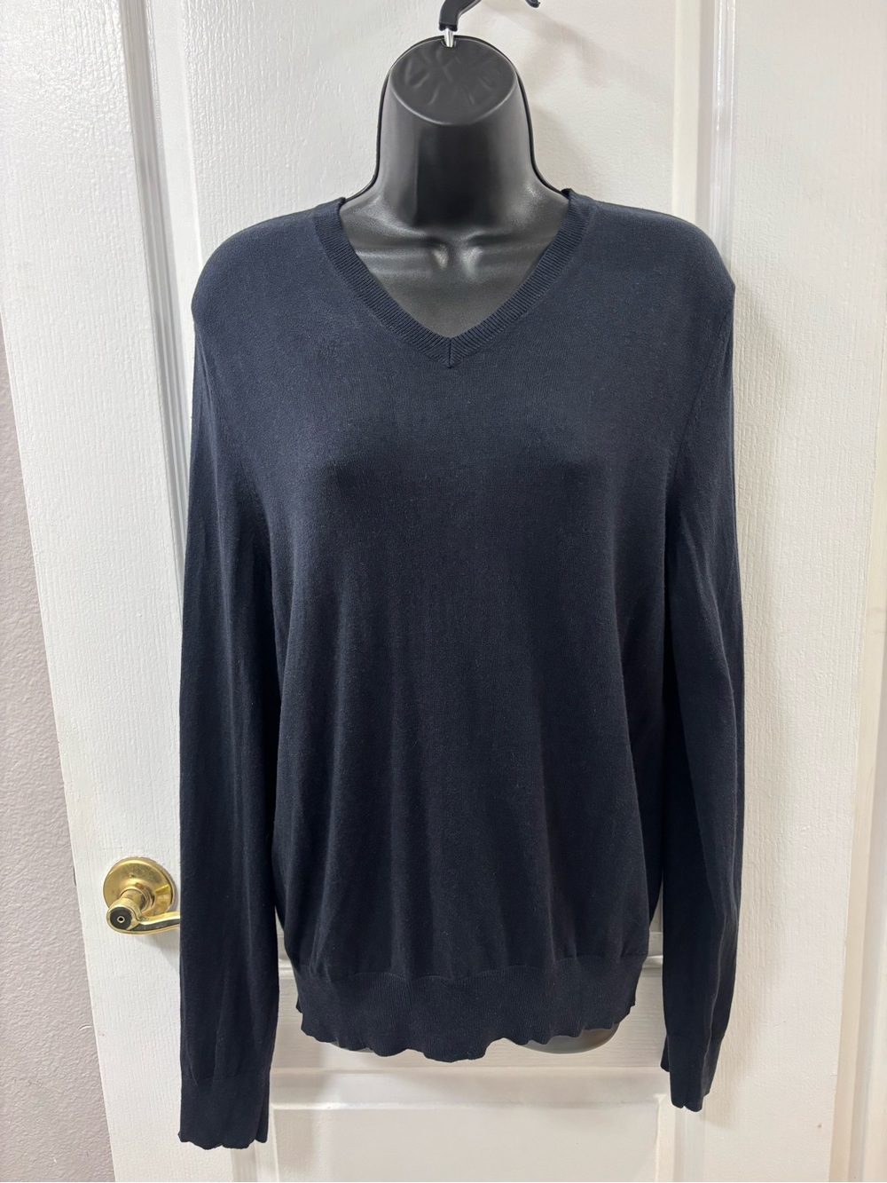 Banana Republic Silk Cotton Cashmere Dark Navy V-Neck Long Sleeve Sweater S
